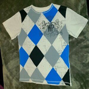 Warrior Poet Kids Graphic T-Shirt Sz 6 White/Blue/Gray Diamond Crest